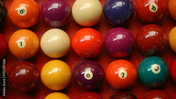 Fototapeta Colorful Billiard Balls: A Close-Up View of the Game's Equipment