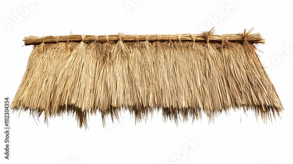 Fototapeta Traditional Thatching Straw Roof Isolated on a White Background with Clipping Path.-