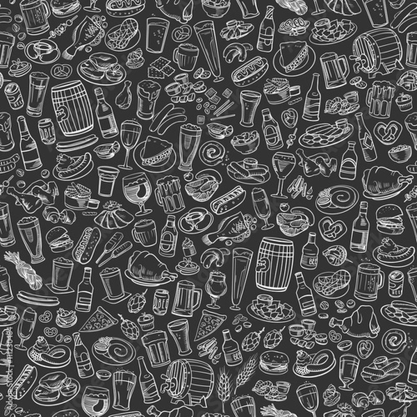 Fototapeta sketchy beer and snacks
