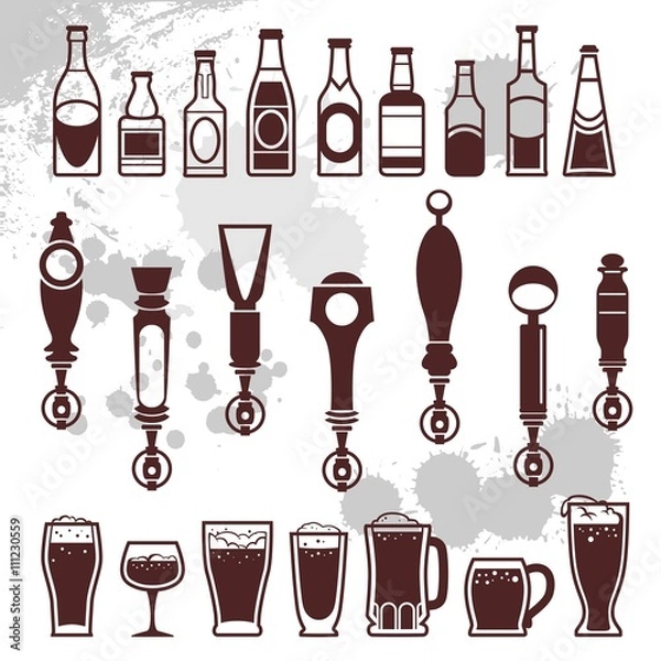 Fototapeta beer and bar icons