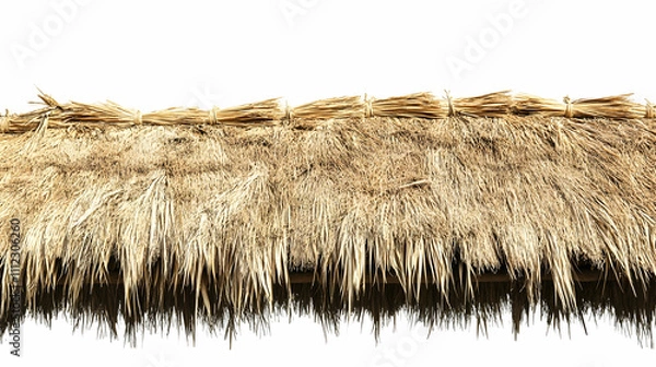 Fototapeta Thatching straw roof isolated on white background. With clipping path Thatching straw roof isolated on white background. With clipping path