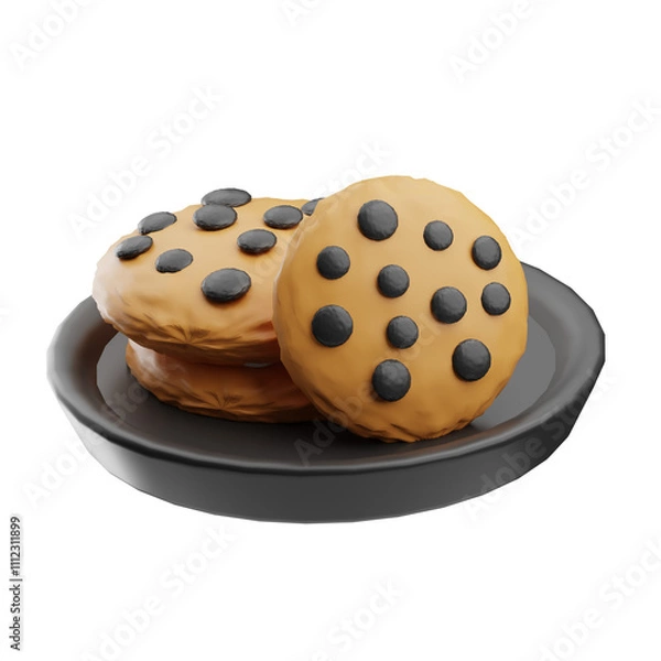 Obraz Delicious Chocolate Chip Cookies on a Plate