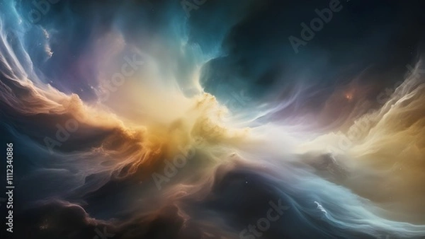 Fototapeta Nebula Dreams: An ethereal abstract piece inspired by space nebulae, using soft gradients and luminous textures to mimic cosmic beauty