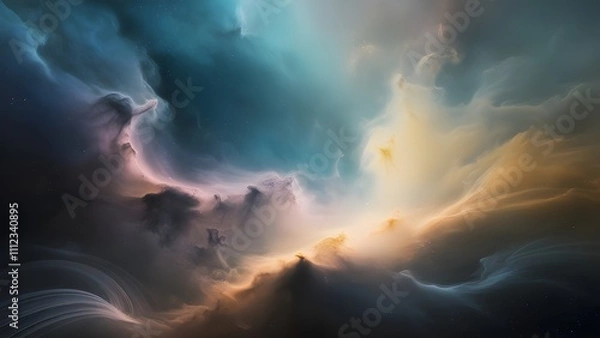 Fototapeta Nebula Dreams: An ethereal abstract piece inspired by space nebulae, using soft gradients and luminous textures to mimic cosmic beauty