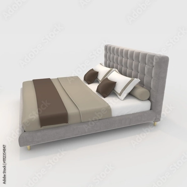 Fototapeta 3d render Bed design element. Furniture Collection