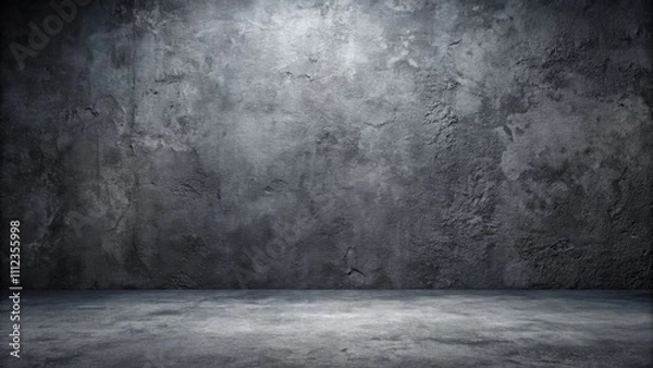 Fototapeta Abstract black wall texture with rough concrete floor, perfect for a grunge background , concrete, dark, rough, texture