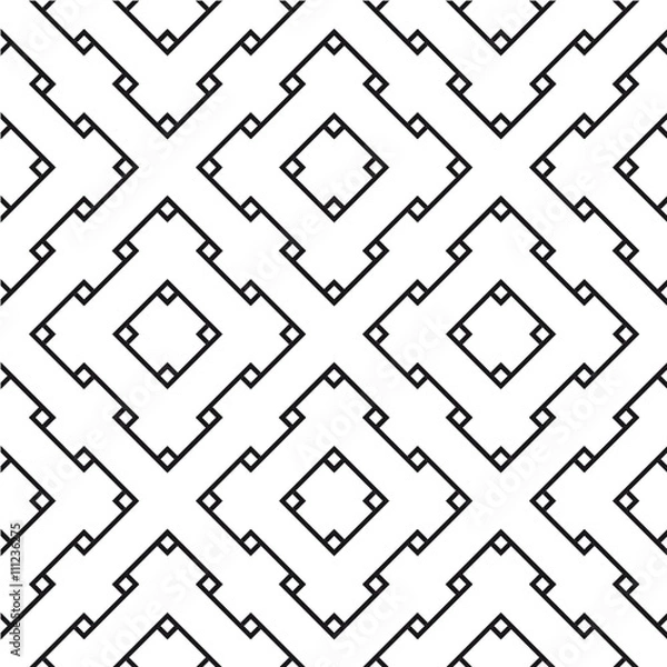 Fototapeta An elegant black and white vector pattern, geometric square tiles
