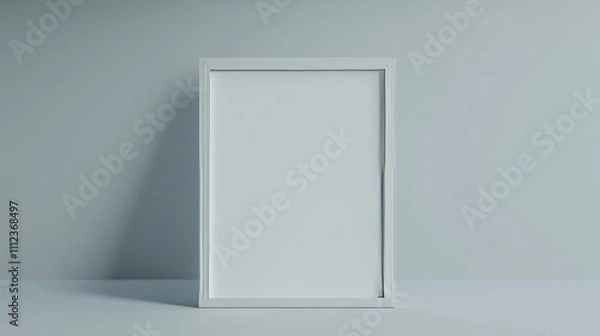 Fototapeta Floating white rectangular frame with a smooth background
