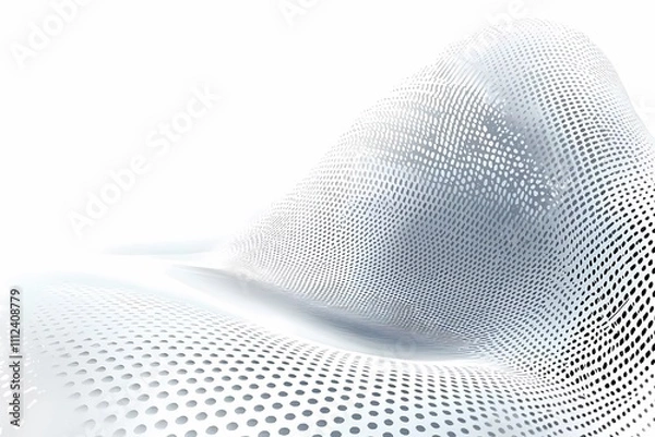 Fototapeta Abstract White Background with Dotted Wave Pattern and Depth