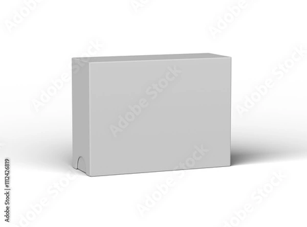 Fototapeta Rendered image of a wide rectangular sliding drawer box on a transparent background