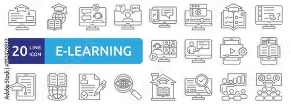 Fototapeta E-learning icon set