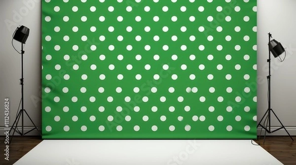 Fototapeta retro green polka dot background