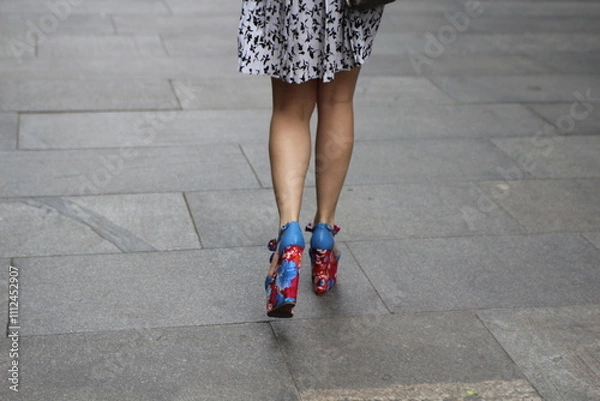 Obraz Beautiful shoes with a high platform and beautiful legs