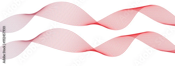 Fototapeta Abstract Flowing Lines Illustration. Minimalist Red Wave Pattern. Smooth Wavy Stripes Illustration. Simple Red Wave Graphic for Creative Projects. Dynamic Motion Linework Illustration.