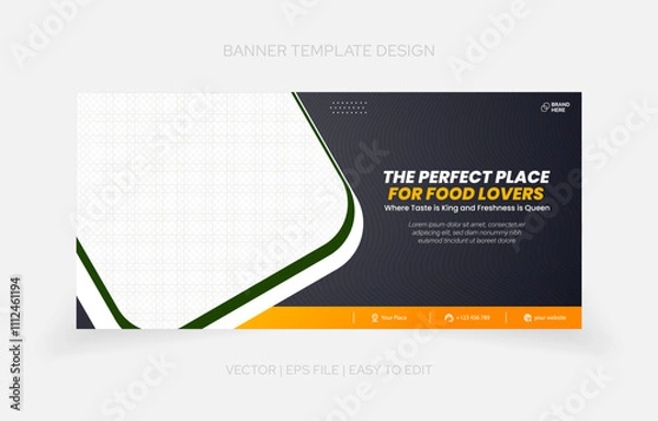 Fototapeta Template design restaurant banner promotion easy to edit with text effect in style panel