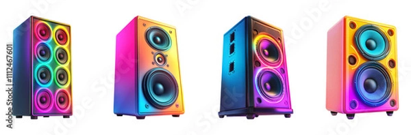 Fototapeta Colorful Speakers Isolated on Transparent Background