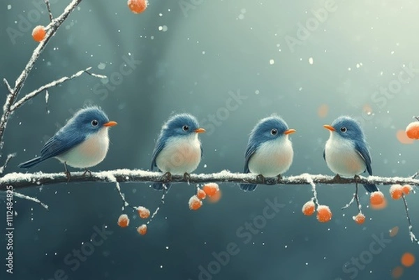 Obraz birds on the snow