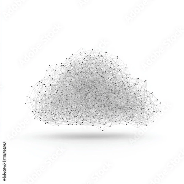 Fototapeta A cloud computing symbol with network lines, designed on a white background.