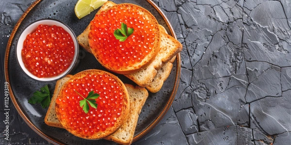 Fototapeta sandwich with caviar Generative AI
