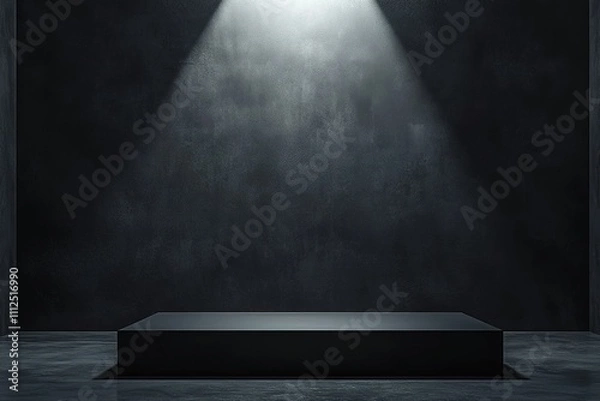 Fototapeta Empty dark stage with spotlight, dramatic presentation concept.