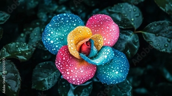 Obraz Exquisite Multicolor Rose, Close up.