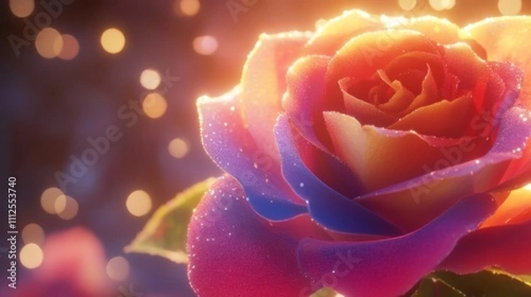 Obraz Exquisite Multicolor Rose, Close up.