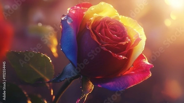 Obraz Exquisite Multicolor Rose, Close up.