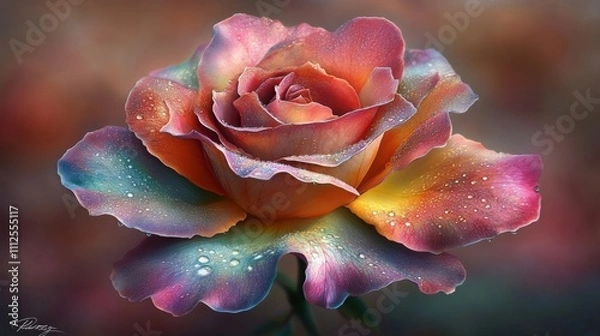 Obraz Exquisite Multicolor Rose, Close up.