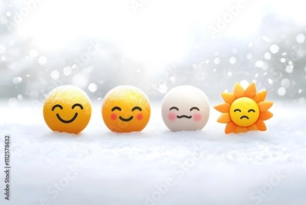 Fototapeta Frosty Emojis on Snow