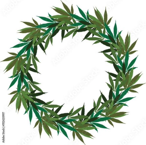 Obraz Wreath of hemp leaves.