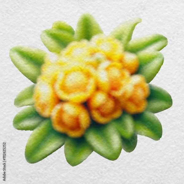 Obraz Golden Marigold Flower in Watercolor Style with clipping path