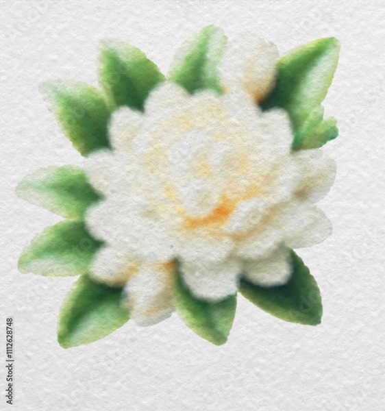 Obraz White Camellia Flower in Watercolor Style with clipping path