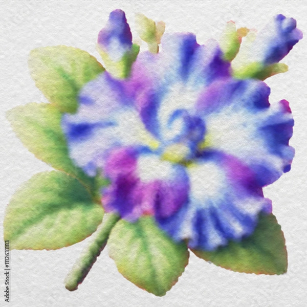 Obraz Blue and Violet Flower in Watercolor Style with clipping path