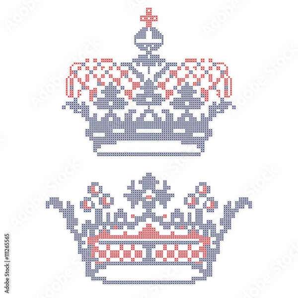 Obraz Cross-stitch embroidery. Crowns.