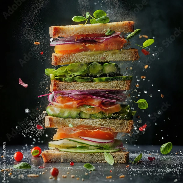 Obraz giant layered sandwich with vegetables