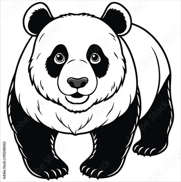Obraz Cute panda vector illustration. Panda isolated on white background.
