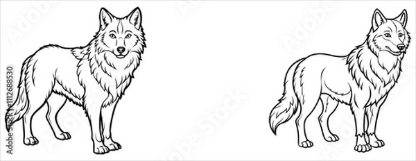 Obraz Wolf animal flat vector