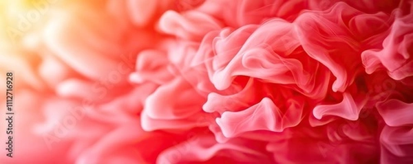 Fototapeta A vibrant close-up of swirling pink and red hues, resembling abstract waves or smoke, creating a soft and dreamy atmosphere.