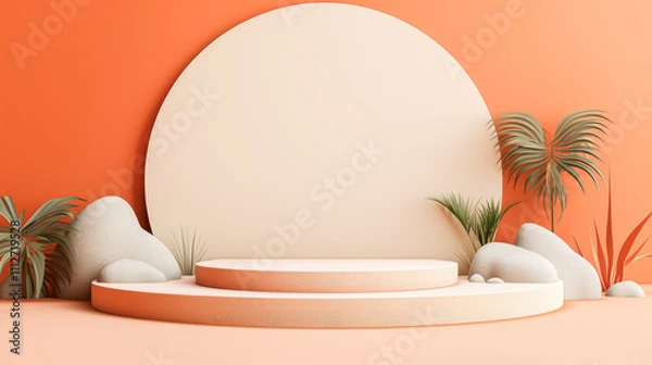Fototapeta Minimalist Abstract Background: Artistic Mockup Stage for Health and Beauty Cosmetics