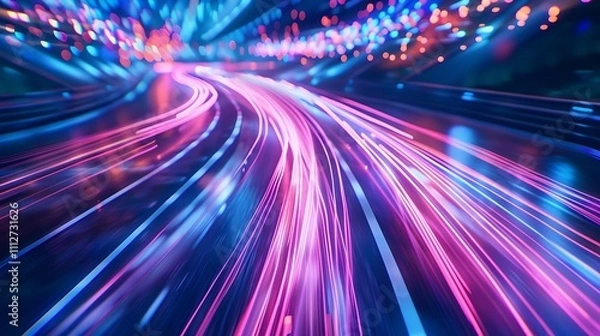 Obraz Futuristic neon lines showcasing dynamic motion