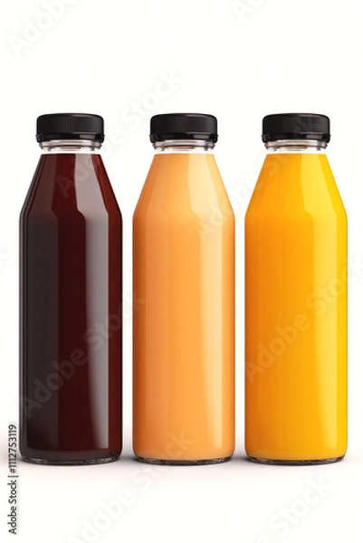Fototapeta natural juices from bottles Generative AI