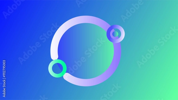 Obraz Bluish white circle with outlines and a blue green gradient abstract background