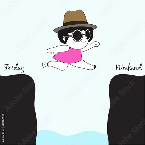 Obraz Happily Jumping To weekend Character illustration