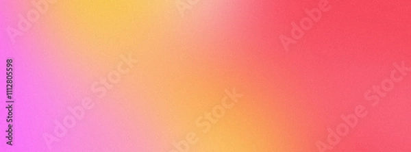 Fototapeta Abstract noisy gradient background in pink, red and yellow colors. Color palette, colorful pattern with a soft noise effect. Holographic blurred grainy gradient banner texture