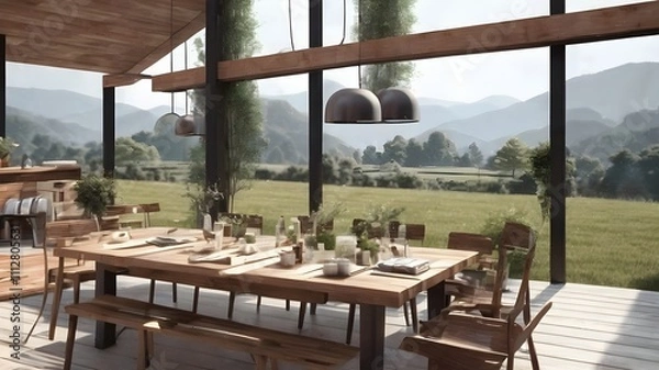 Fototapeta table and chairs