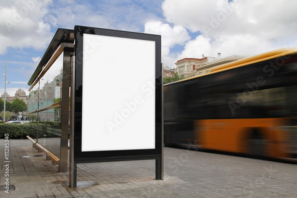 Obraz Bus stop with blank billboard