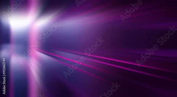 Fototapeta Dark abstract background with neon lines and shapes.