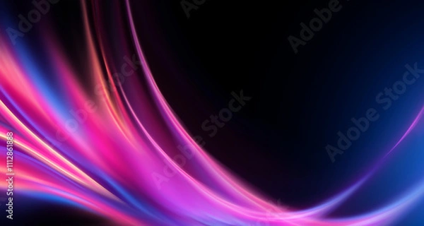 Fototapeta Dark abstract background with neon lines and shapes.