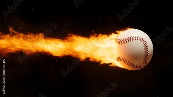 Obraz Burning Baseball Soaring Through Space