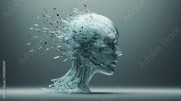 Fototapeta Burnout and Isolation Exploring Human Fragmentation in Abstract Art